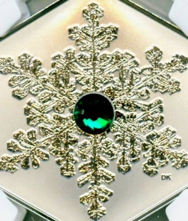 Canadian Frost Snowflake with Green Crystal PF69