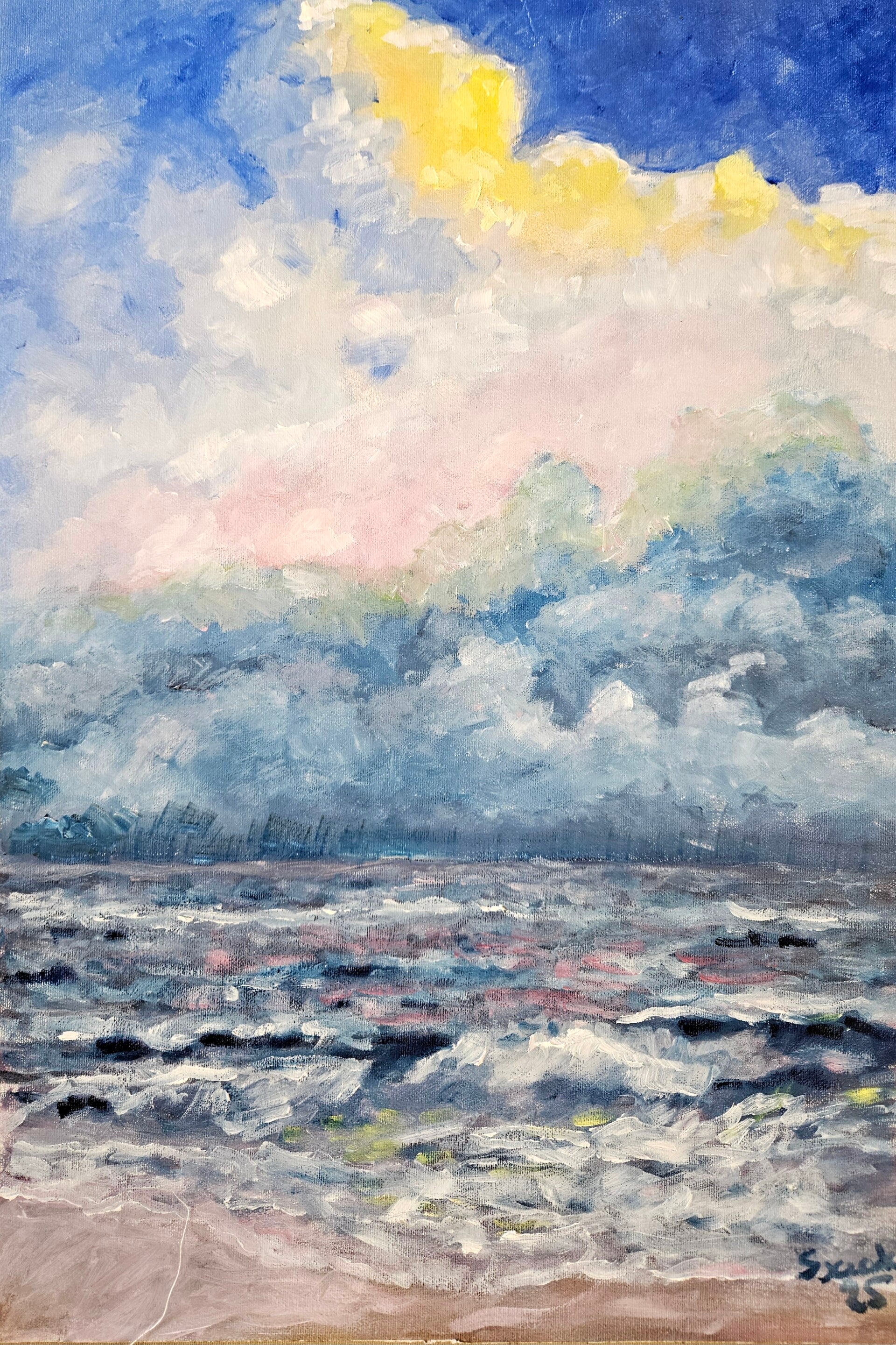 Strand, zee, lucht, wolken en zonlicht