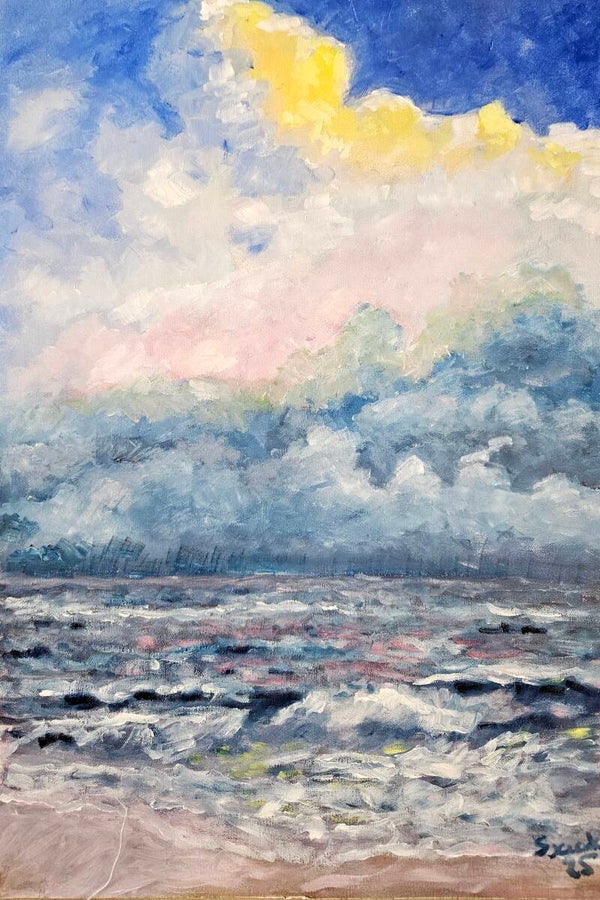 Strand, zee, lucht, wolken en zonlicht