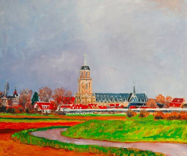 Zicht op Deventer van over de IJssel