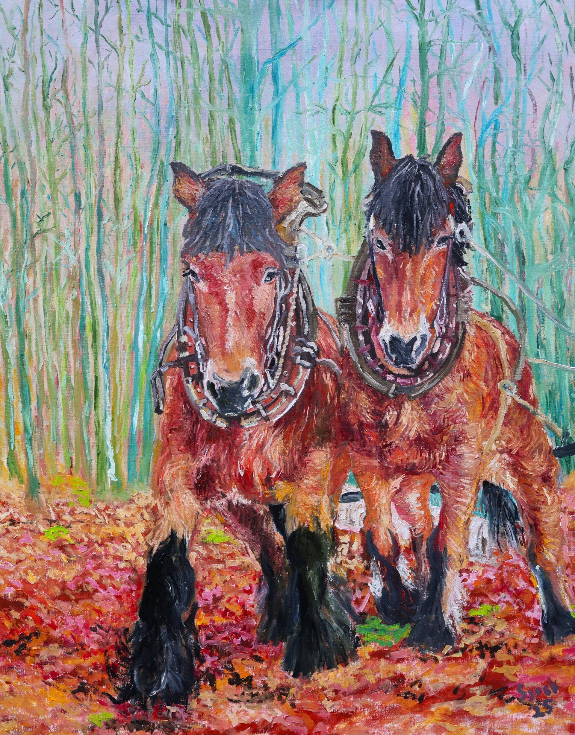 Twee natte werkpaarden
