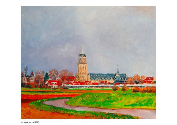 Zicht op Deventer vanaf de Worp