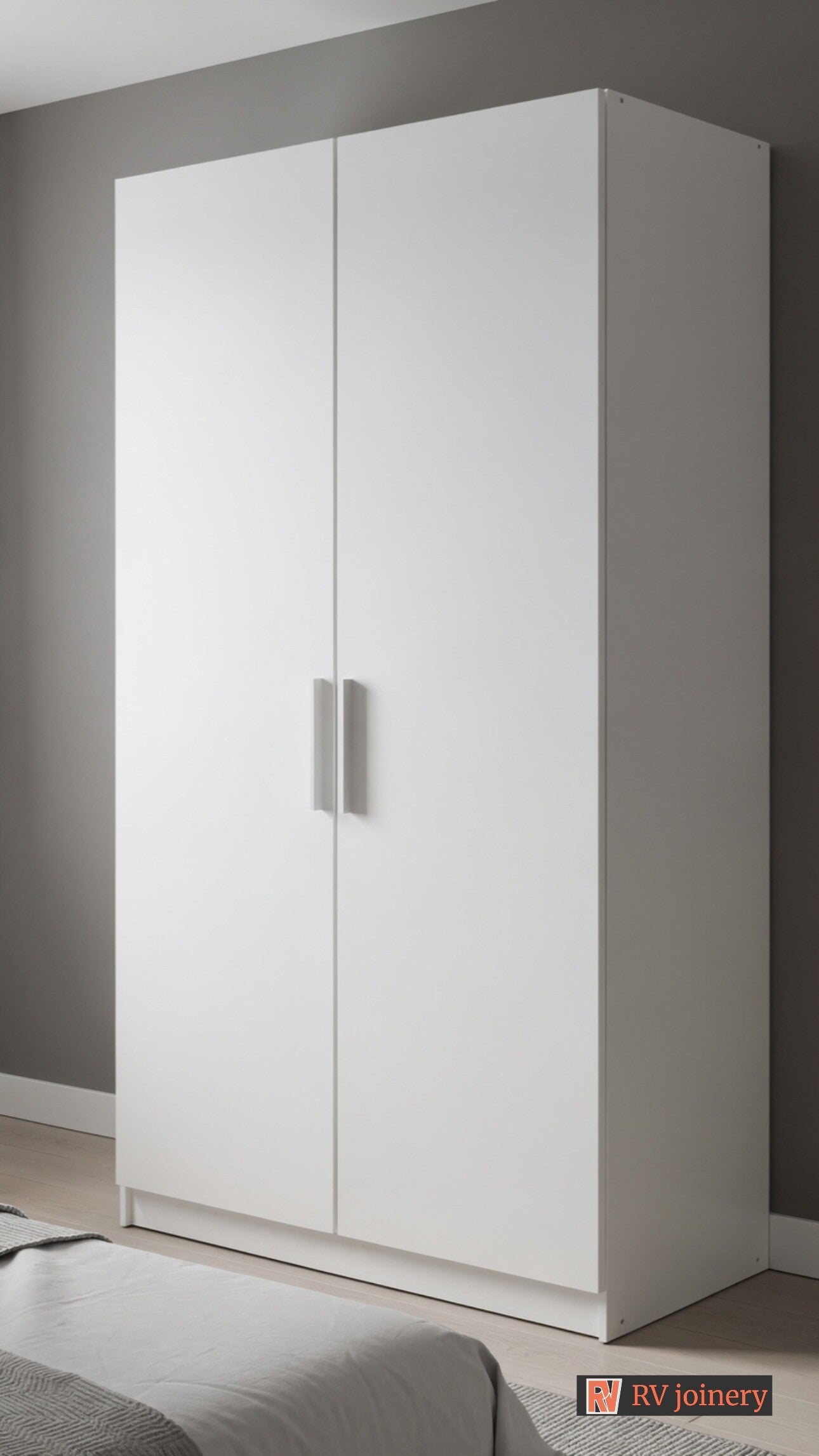 Modern 2-Door Wardrobe – Matte White