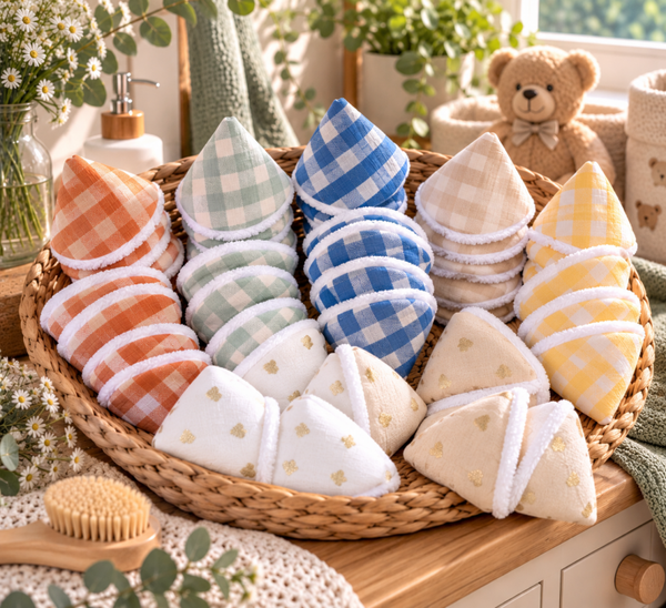 Tipi pipi bébé double gaze Vichy – Lot de 4 ou 8