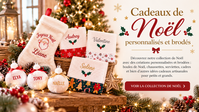cadeaux Noël brodés prénom