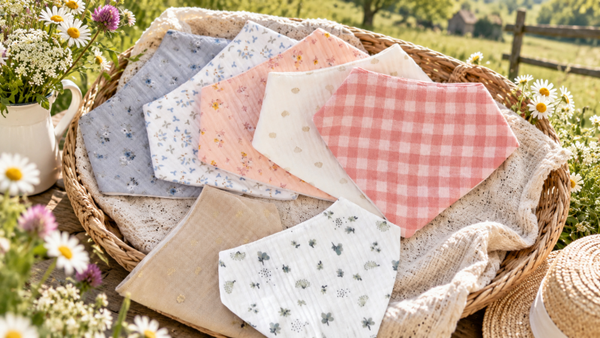 Bavoir bandana bébé fille en double gaze de coton