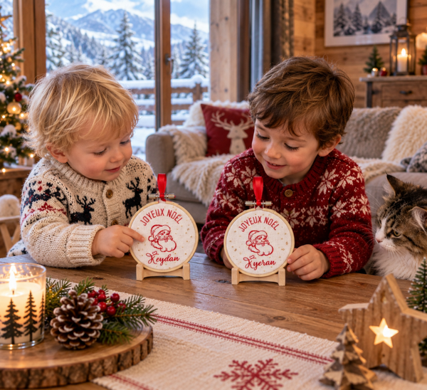 Cadre de Noël personnalisé – Joyeux Noël brodé
