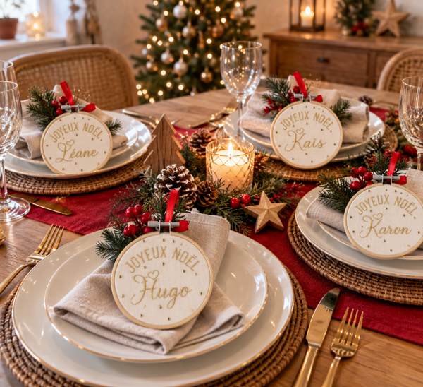 Cadre de Noël personnalisé brodé doré