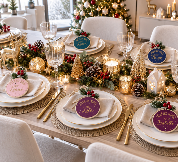 Cadre de Noël personnalisé broderie dorée