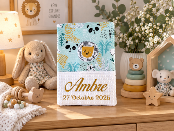 Protège carnet de santé animaux de la forêt personnalisé