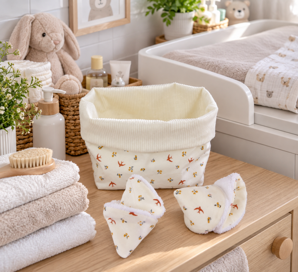 Corbeille avec tipis pipi bébé velours Babycord