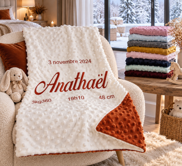 Couverture bébé personnalisée broderie naissance
