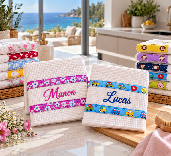 Serviette de table enfant personnalisée – Prénom brodé
