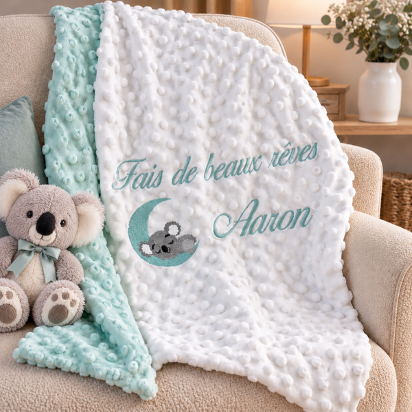 Couverture bébé personnalisée – Prénom brodé Fais de beaux rêves