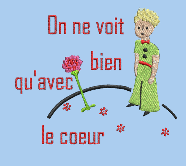 Motif broderie machine LE PETIT PRINCE ON NE VOIT BIEN