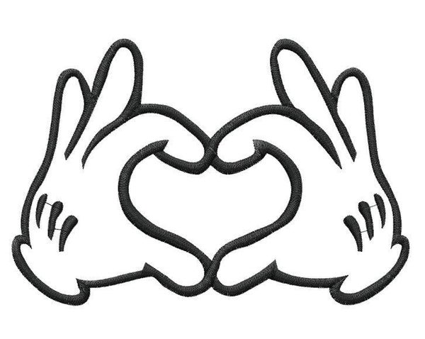 Motif broderie machine MAINS COEUR CARTOON