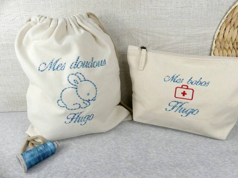cadeau personnalisé pour enfants broderie prénom et mes doudous