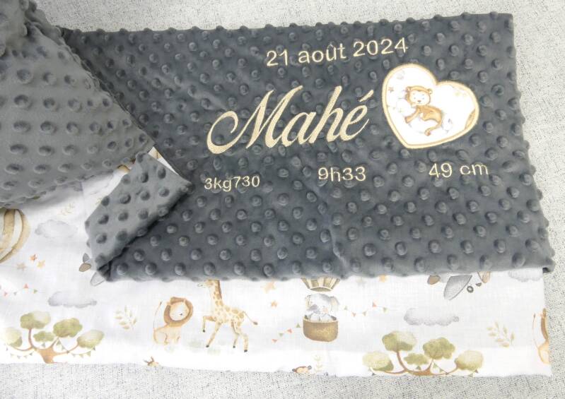 couverture brodée personnalisée prénom