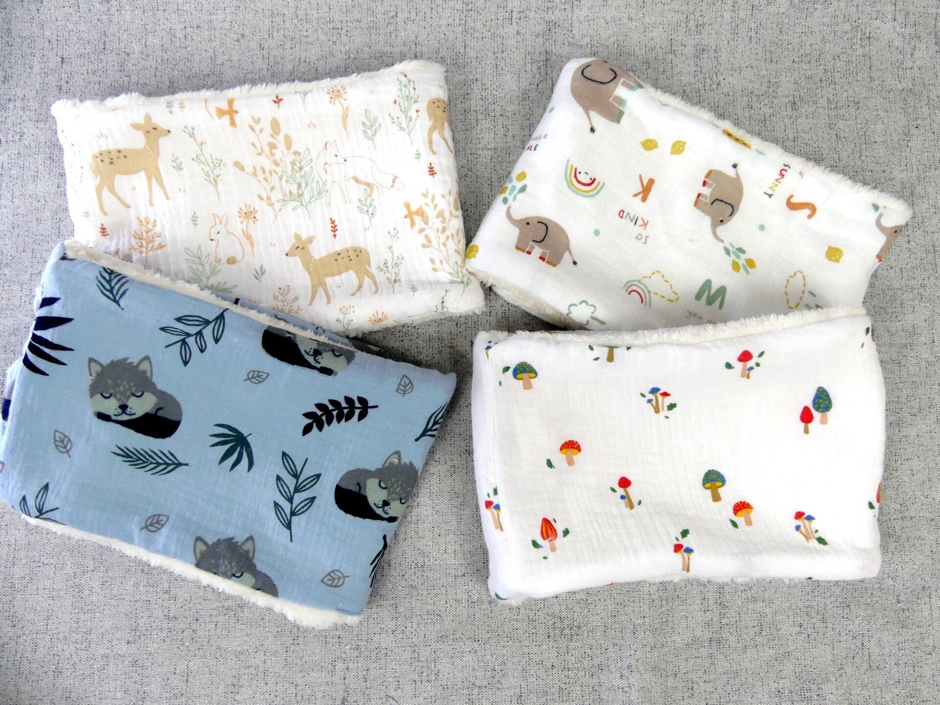 Tour de cou chaud | Coton Double gaze imprimé | Fourrure Sherpa