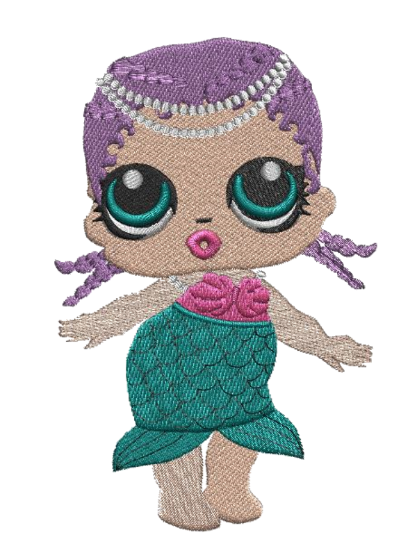 Motif broderie machine POUPEE LOL SIRENE
