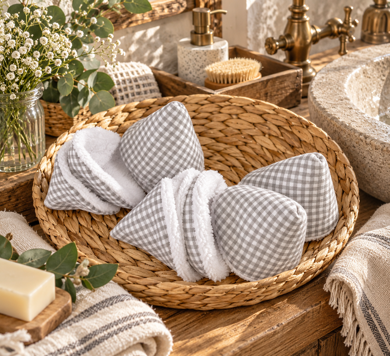 Tipi pipi bébé Vichy – Lot de 4 ou 8