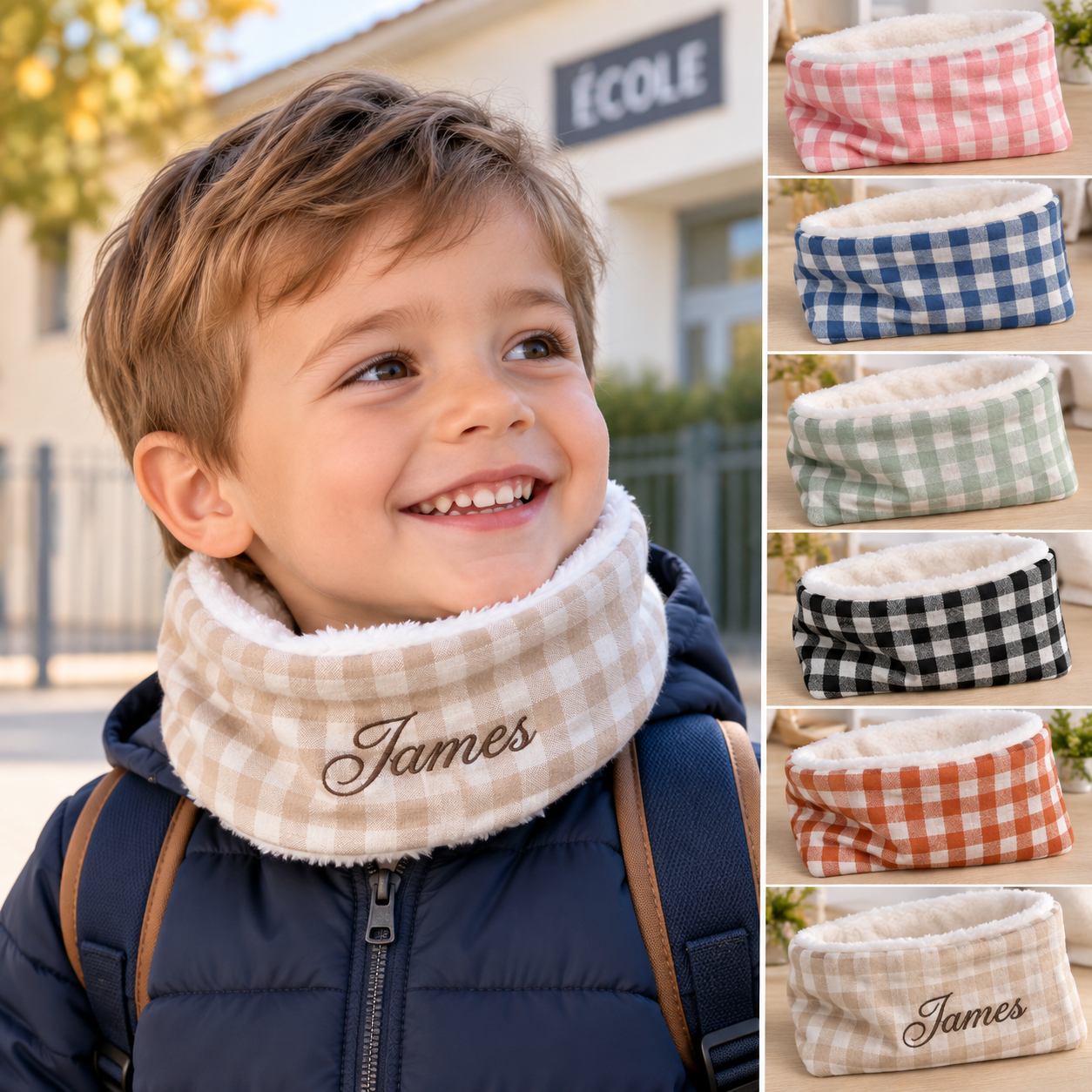 Tour de cou enfant personnalisé brodé prénom