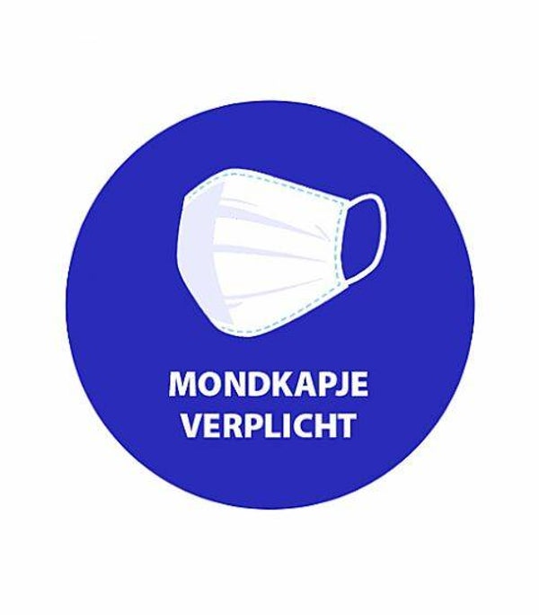 Vinyl sticker 'mondkapje verplicht' blauw