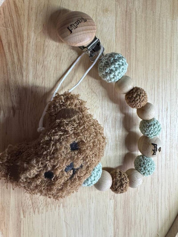 Speenkoord met knuffel Beer "Taupe"