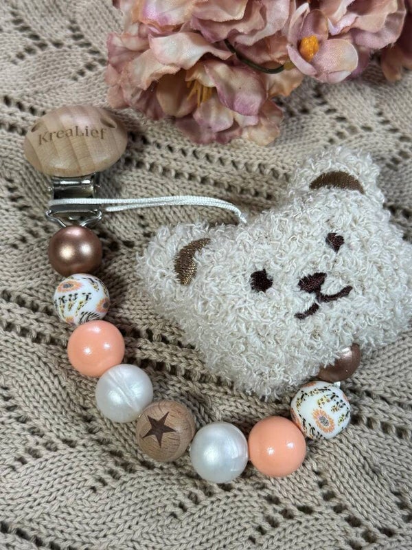 Speenkoord met knuffel beer "Beige"