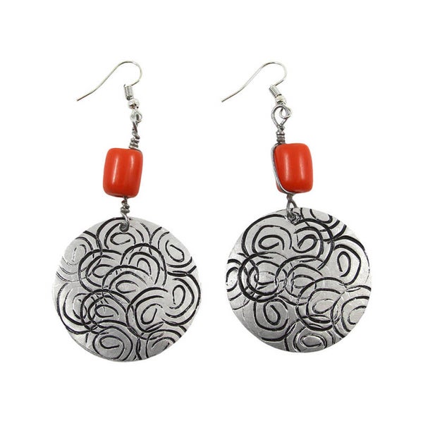 Bead + Etched Disk Earrings J-E677