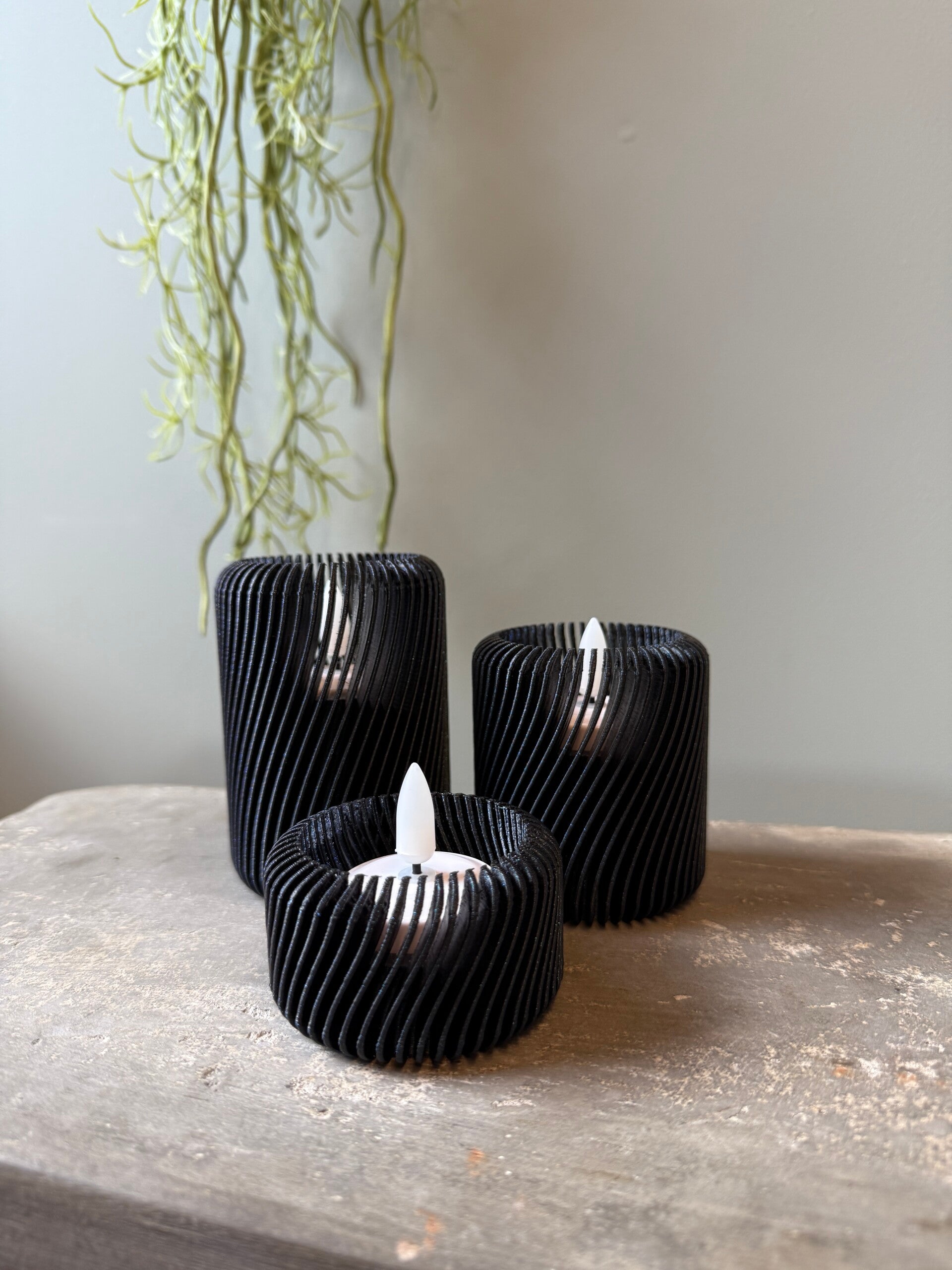 Waxinelichthouder "small stripes wave"