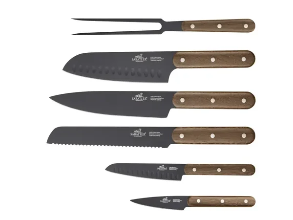 Lion Sabatier Phenix Walnut Kniver - 6 deler