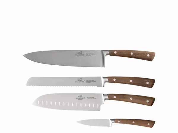 Lion Sabatier Gemini Walnut kniver - 4 deler