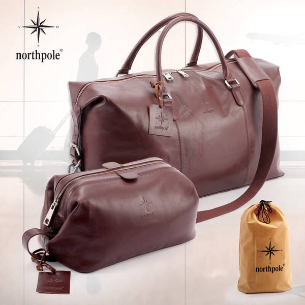Northpole Divita Skinnkolleksjon Cognac – Weekendbag og Toalettveske