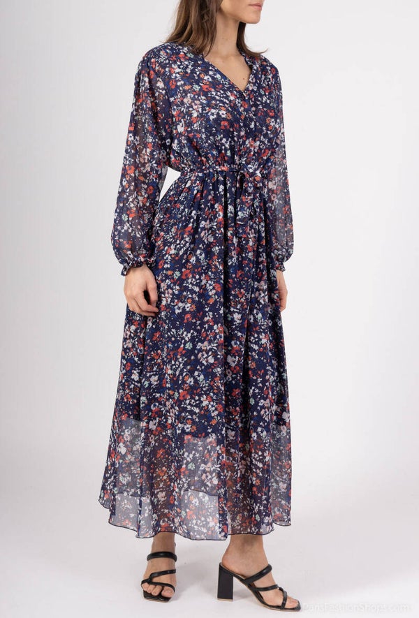 Robe avec imprimé avec ceinture a la taille