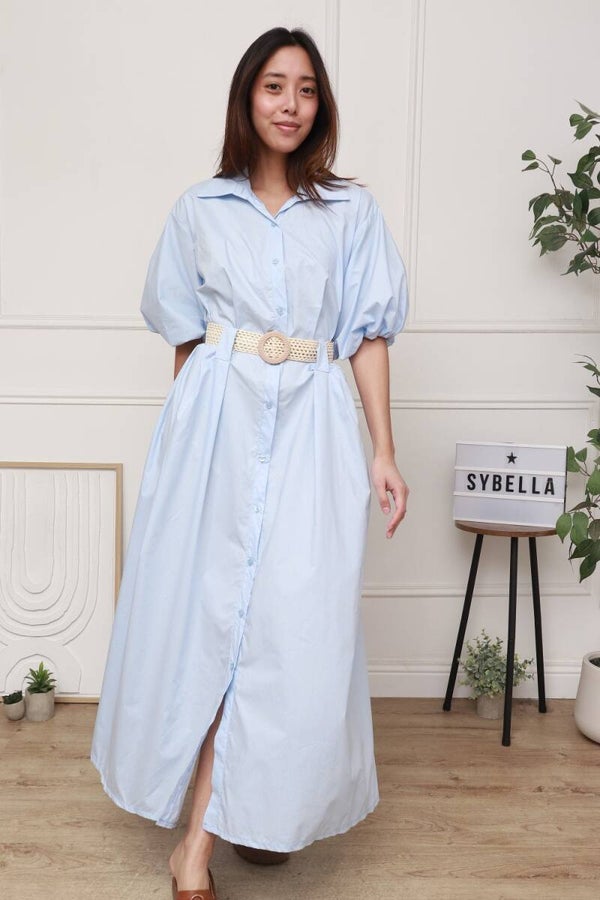 Robe chemise longue avec ceinture