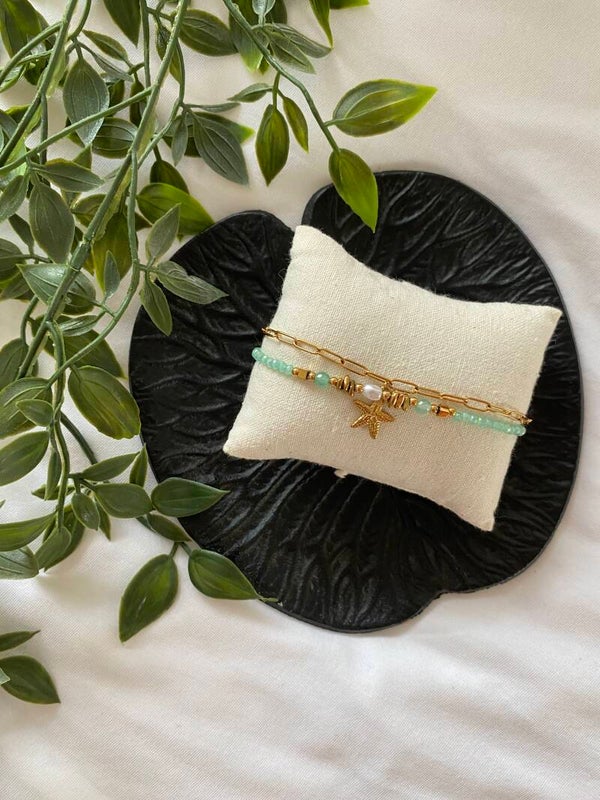 Starfish mint green bracelet