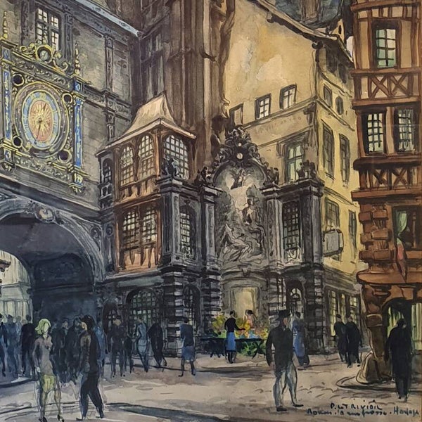 Le Gros Horloge • Pierre Le TRIVIDIC • 50x65cm