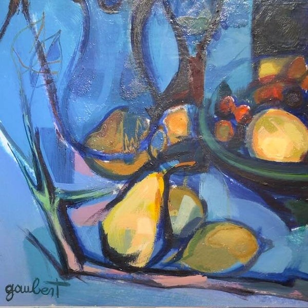 Corbeille de fruits en bleu - Roland GAUBERT - 50x60cm