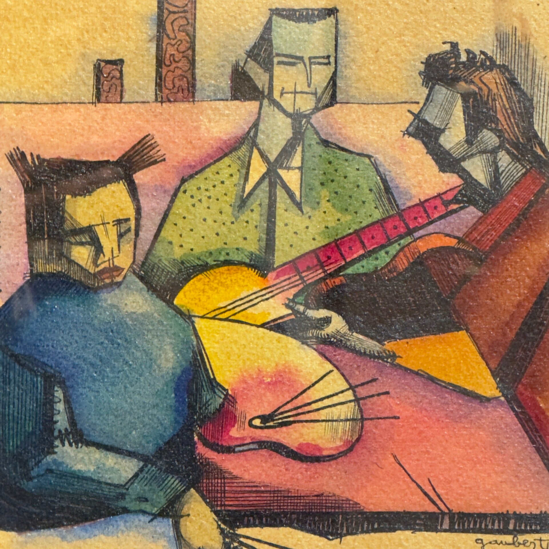 Roland GAUBERT - Le café - 36x30cm