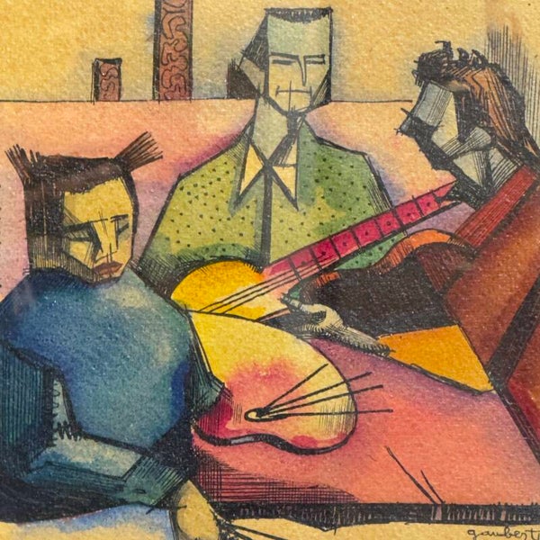 Roland GAUBERT - Le café - 36x30cm