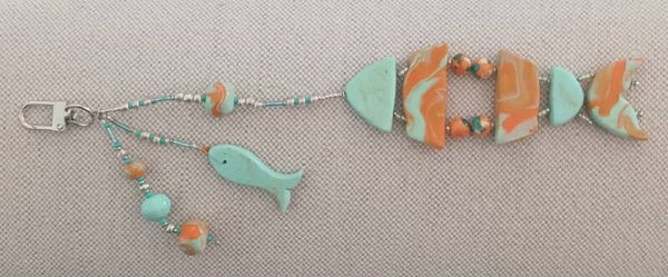 Breloque bijou poissons jade - orange