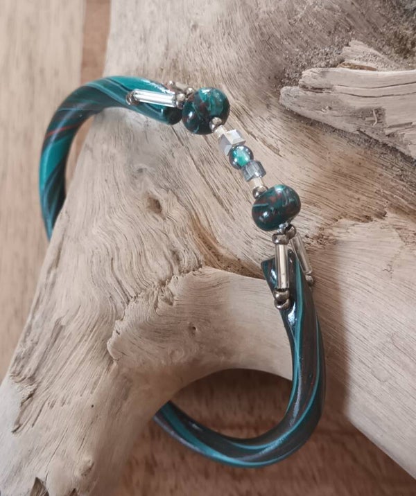 Bracelet vert - brun doré