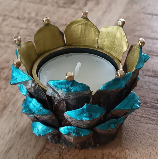 PHOTOPHORES vert turquoise et or Pack de 3