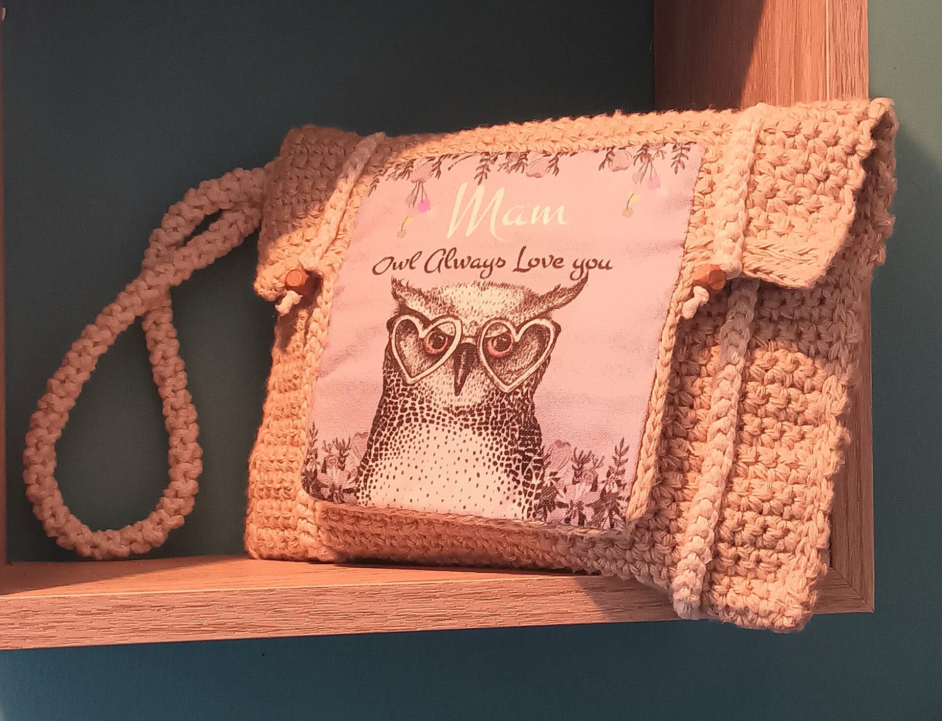 Pochette à main "Hibou" Message "MAM Owl Always Love you"