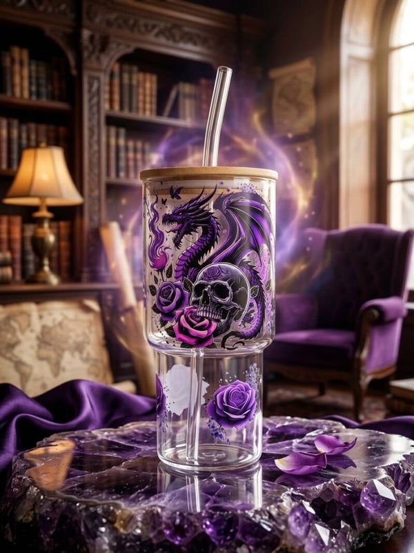 Drachen Totenkopf Glas Tumbler