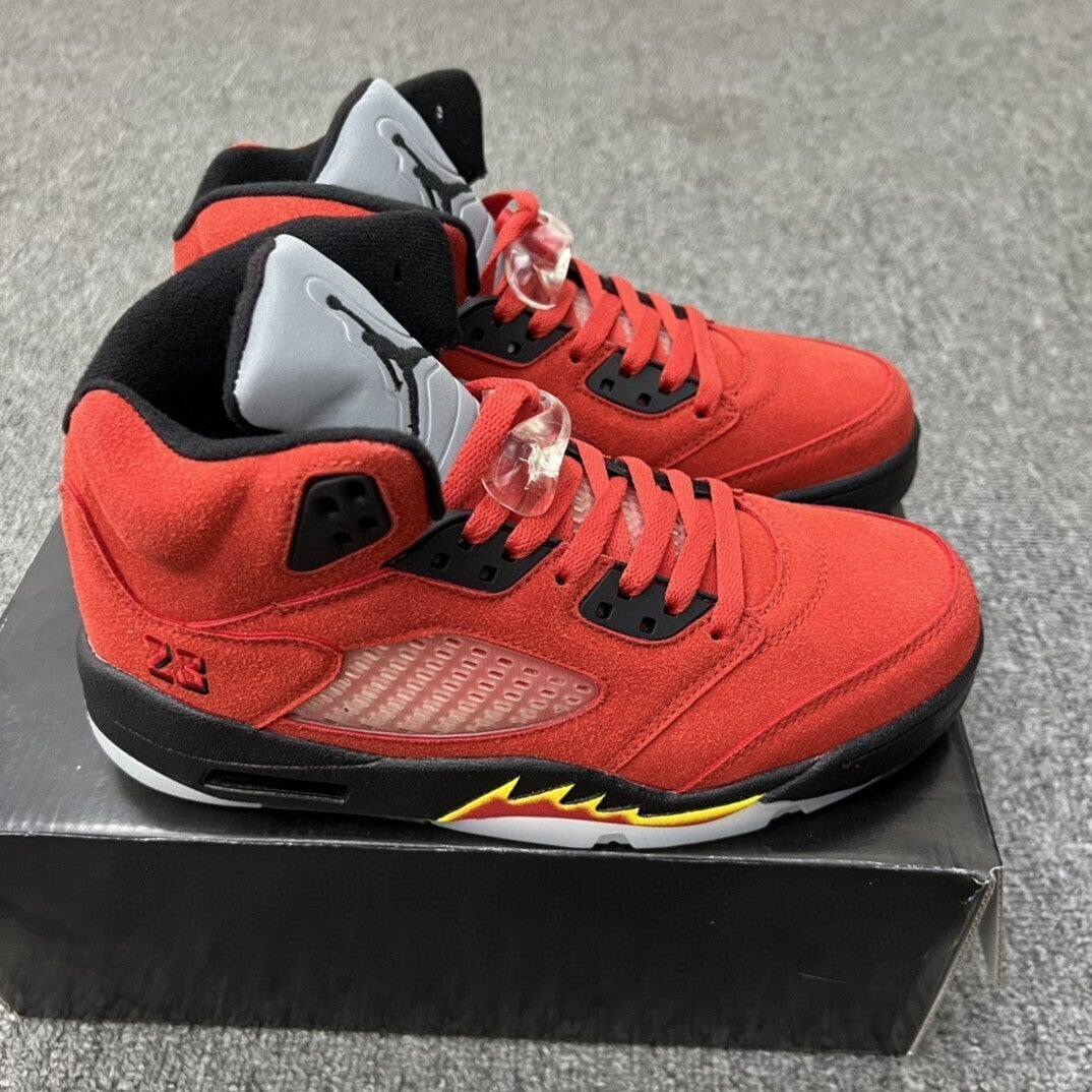 air Jordan 5 red,grey,yellow