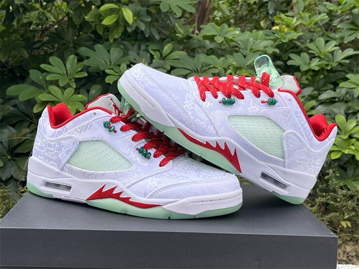 air Jordan 5 low top white red