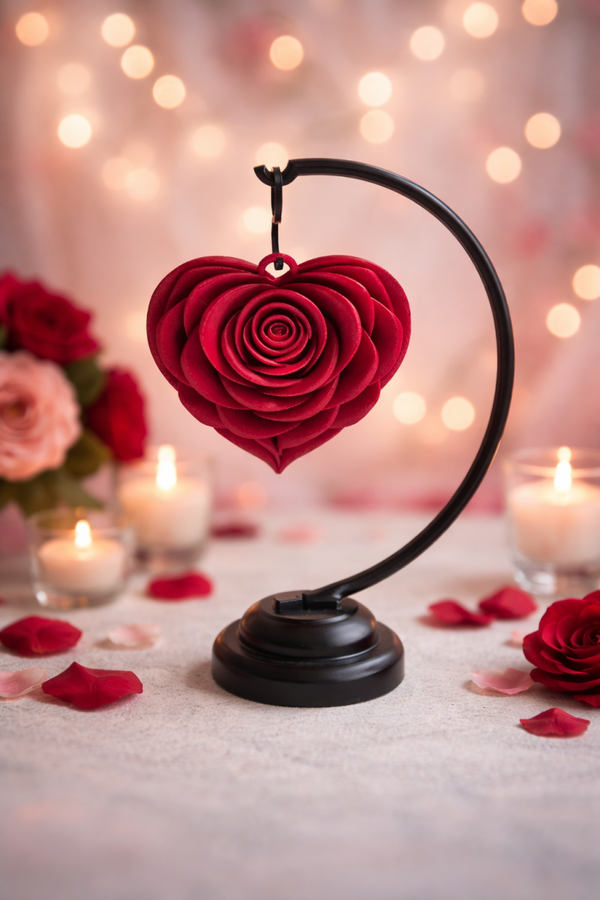 Cœur de Rose Éternelle – Décoration Romantique sur Support