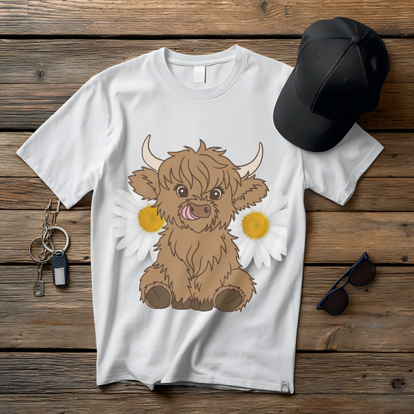 Highland cow With Daisies